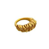 Anillo de dedo de latón, metal, chapado en oro de 18 K, unisexo, tamaño:7, Vendido por UD