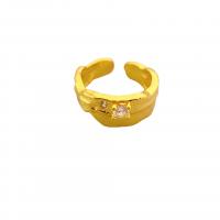 Rhinestone Brass Finger Ring, 18K gold plated, Adjustable & for woman & with rhinestone, 9mm, Inner Approx 17mm 