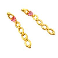Rhinestone Brass Drop Earring, 18K gold plated, for woman & with rhinestone 