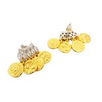 Rhinestone Brass Drop Earring, 18K gold plated, for woman & with rhinestone, 20.6mm 