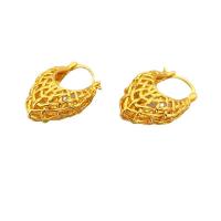 Brass Hoop Earring, 18K gold plated, for woman & hollow 