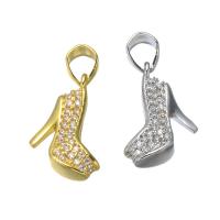 Cubic Zirconia Micro Pave Brass Pendant, Shoes, plated, fashion jewelry & micro pave cubic zirconia 