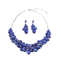 Crystal Jewelry Sets, Zinc Alloy, earring & necklace, with Crystal, plated, 2 pieces & for woman 