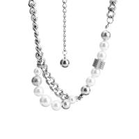Collier de bijoux de titane, Acier titane, avec Plastique ABS perle, avec 5cm chaînes de rallonge, poli, bijoux de mode & unisexe, couleur originale cm, Vendu par PC