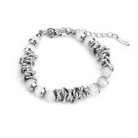 Bracelets Chatoyant, Acier titane, avec Oeil de chat, avec 5cm chaînes de rallonge, poli, bijoux de mode & unisexe & réglable, couleur originale cm, Vendu par PC