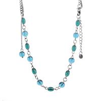 Glas Perlen Emaille Halskette, Titanstahl, mit Glasperlen, mit Verlängerungskettchen von 5cm, poliert, Modeschmuck & unisex & einstellbar, Länge:50 cm, verkauft von PC