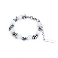 Bracelets Chatoyant, Acier titane, avec Oeil de chat & Hématite, avec 5cm chaînes de rallonge, poli, bijoux de mode & unisexe & réglable, couleur originale cm, Vendu par PC