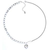 Sterling Silver Jewelry Necklace, 925 Sterling Silver, Heart, polished & for woman, original color 