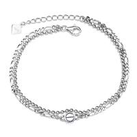 Sterling Silver Bracelets, 925 Sterling Silver, polished, Double Layer & for woman, original color, 190mm 