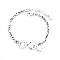 Sterling Silver Bracelets, 925 Sterling Silver, polished, fashion jewelry & for woman, original color, 200mm 