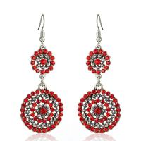 Zinc Alloy Rhinestone Drop Earring, Flower, plated, for woman & with rhinestone & hollow 