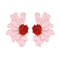 Enamel Zinc Alloy Stud Earring, Flower, gold color plated, for woman 