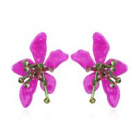 Acrylic Stud Earring, with Crystal, Flower, fashion jewelry & for woman 