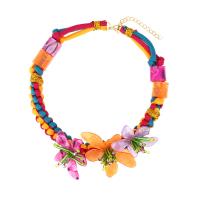 Акриловые ожерелье, Акрил, с Шнур-терилен, Форма цветка, ювелирные изделия моды & Женский, разноцветный, 60mm, длина:Приблизительно 15.7 дюймовый, продается PC
