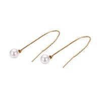 Brass Thread Through Earrings, with Shell Pearl, plated & for woman 