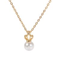 Brass Shell Pendants, with Shell Pearl, plated & micro pave cubic zirconia & for woman 