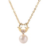 Cultured Freshwater Pearl Brass Pendant, with Freshwater Pearl, plated & micro pave cubic zirconia & for woman 