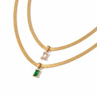 Zirkonia Edelstahl Halskette, 304 Edelstahl, mit Verlängerungskettchen von 5.5cm, Vakuumbeschichtung, Modeschmuck & Micro pave Zirkonia & für Frau, keine, 3.68x6.1mm, Länge:41 cm, verkauft von PC