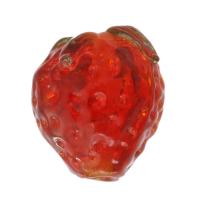 Handgefertigte Lampwork Perlen, Erdbeere, DIY, rot, 13.5x14x13mm, Bohrung:ca. 2mm, verkauft von PC