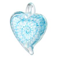 Lampwork Pendants, Heart, Unisex, light blue Approx 6mm 