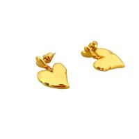 Brass Drop Earring, Heart, 18K gold plated, for woman 