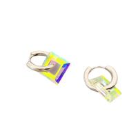Brass Drop Earring, with Resin, Square, platinum plated, for woman, multi-colored 