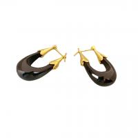 Brass Hoop Earring, with Resin, 18K gold plated, for woman 