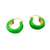 Brass Hoop Earring, 18K gold plated, for woman & enamel 