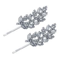 Hair Slide, Zinc Alloy, silver color plated & for woman & with rhinestone, silver color 