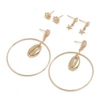 Zinc Alloy Earring Set, Stud Earring & earring, gold color plated, three pieces & for woman, golden 