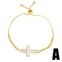 Cubic Zirconia Micro Pave Brass Bracelet, with 2 extender chain, 18K gold plated & micro pave cubic zirconia & for woman, golden .1 Inch 