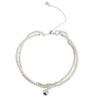 Cultured Freshwater Pearl Brass Bracelet, with Freshwater Pearl & Crystal, silver color plated & for woman .1 Inch 