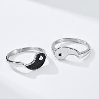Couple Finger Rings, 304 Stainless Steel, polished, fashion jewelry & ying yang & Unisex 8.5mm 