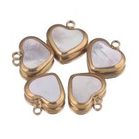 Stainless Steel Heart Pendants, 304 Stainless Steel, with Shell, Vacuum Ion Plating, DIY 