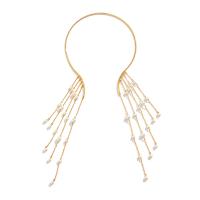 Halsband Halskette, Eisen, mit Kunststoff Perlen & Acryl, Modeschmuck & für Frau, goldfarben, verkauft von Strang