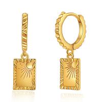 Huggie Hoop Drop Earring, Brass, 18K gold plated, fashion jewelry & for woman, golden, 12*9mm,29mm 