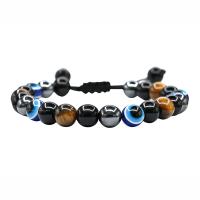 Gemstone Bracelets, with Polyester Cord, Round, handmade, fashion jewelry & Unisex & adjustable, mixed colors cm 