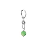 Huggie Hoop Drop Earring, Titanium Steel, with Jade, Round, polished, fashion jewelry & Unisex green 