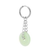 Huggie Hoop Drop Earring, Titanium Steel, with Lampwork, Donut, polished, fashion jewelry & Unisex light green 