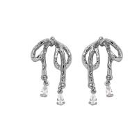Zinc Alloy Stud Earring, Bowknot, silver color plated, fashion jewelry & for woman, silver color 