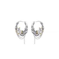 Zinc Alloy Rhinestone Stud Earring, plated, fashion jewelry & for woman & with rhinestone, silver color 