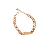 Titanium Steel Bracelet & Bangle, Vacuum Ion Plating, fashion jewelry & for woman, rose gold color, 195mm 