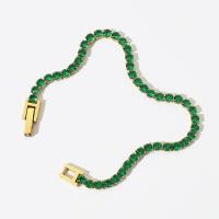 Cubic Zirconia Jewelry Bracelets, Titanium Steel, Vacuum Ion Plating, micro pave cubic zirconia & for woman 175mm 