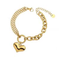 Titanium Steel Bracelet & Bangle, Heart, Vacuum Ion Plating, fashion jewelry & Unisex 180mm 
