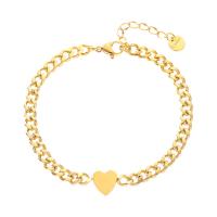Titanium Steel Bracelet & Bangle, Heart, Vacuum Ion Plating, fashion jewelry & for woman 170mm 