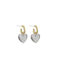Brass Drop Earring, Heart, plated, fashion jewelry & for woman, original color, 39mm 