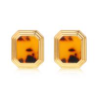 Acrylic Stud Earring, Brass, with Acrylic, Square, gold color plated, fashion jewelry & for woman, gold 