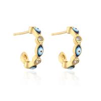 Evil Eye Earrings, Brass, 18K gold plated, micro pave cubic zirconia & for woman & enamel 