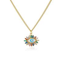 Evil Eye Jewelry Necklace, Brass, with 1.96 inch extender chain, 18K gold plated, micro pave cubic zirconia & for woman & enamel Approx 17.71 Inch 