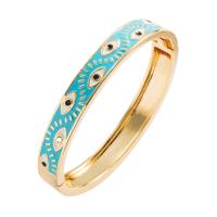 Brass Bangle, 18K gold plated, for woman & enamel 58mm 